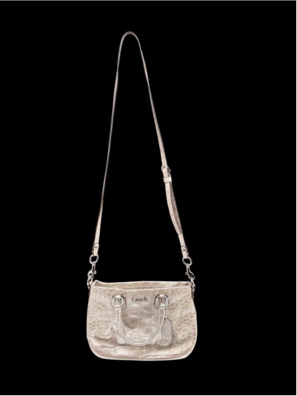 Women's Coach Silver Croc Embossed Satchel One Size